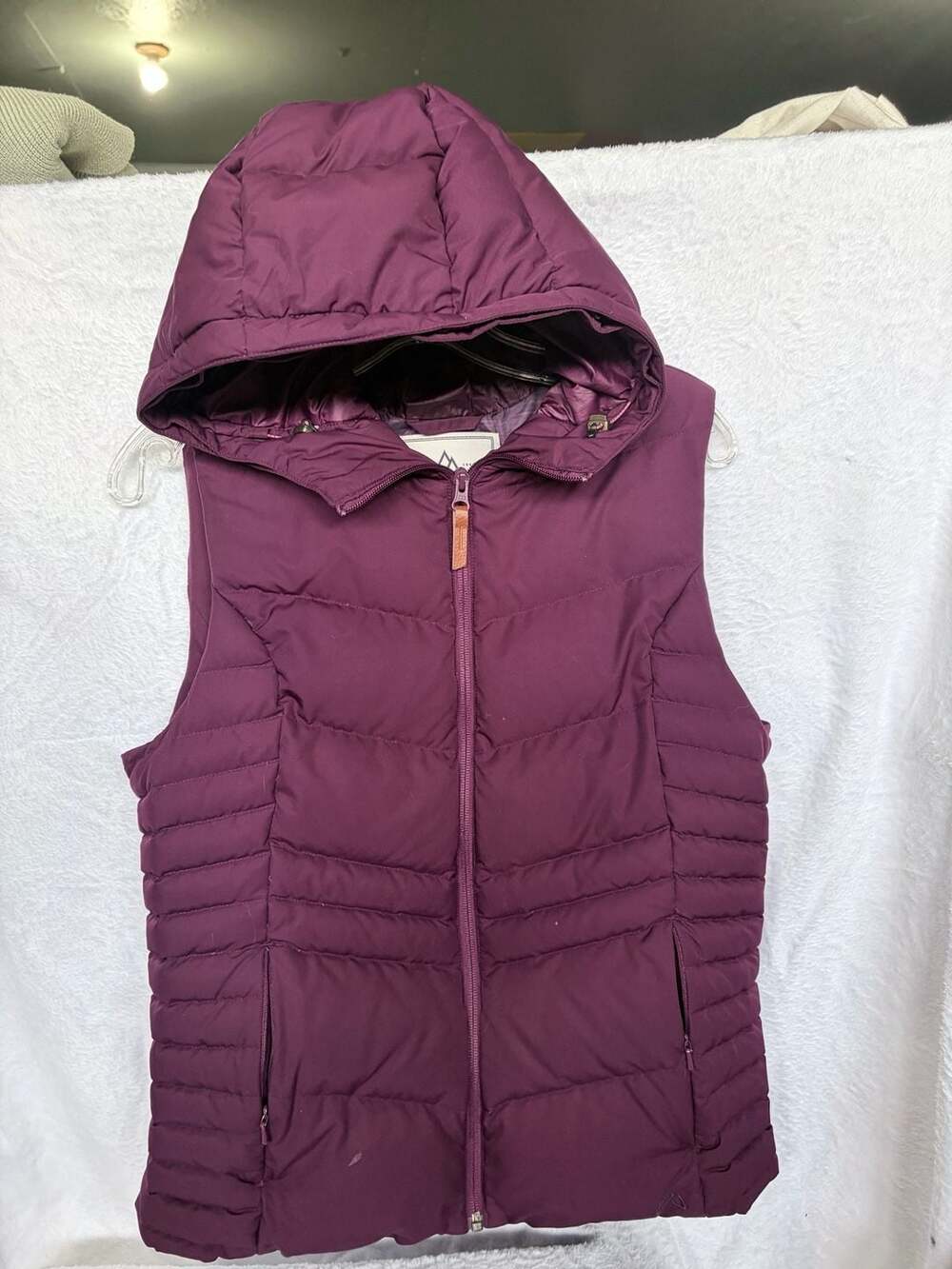 Alpine Design Puffer Vest Size S Plum Hooded Quilted Full Zip